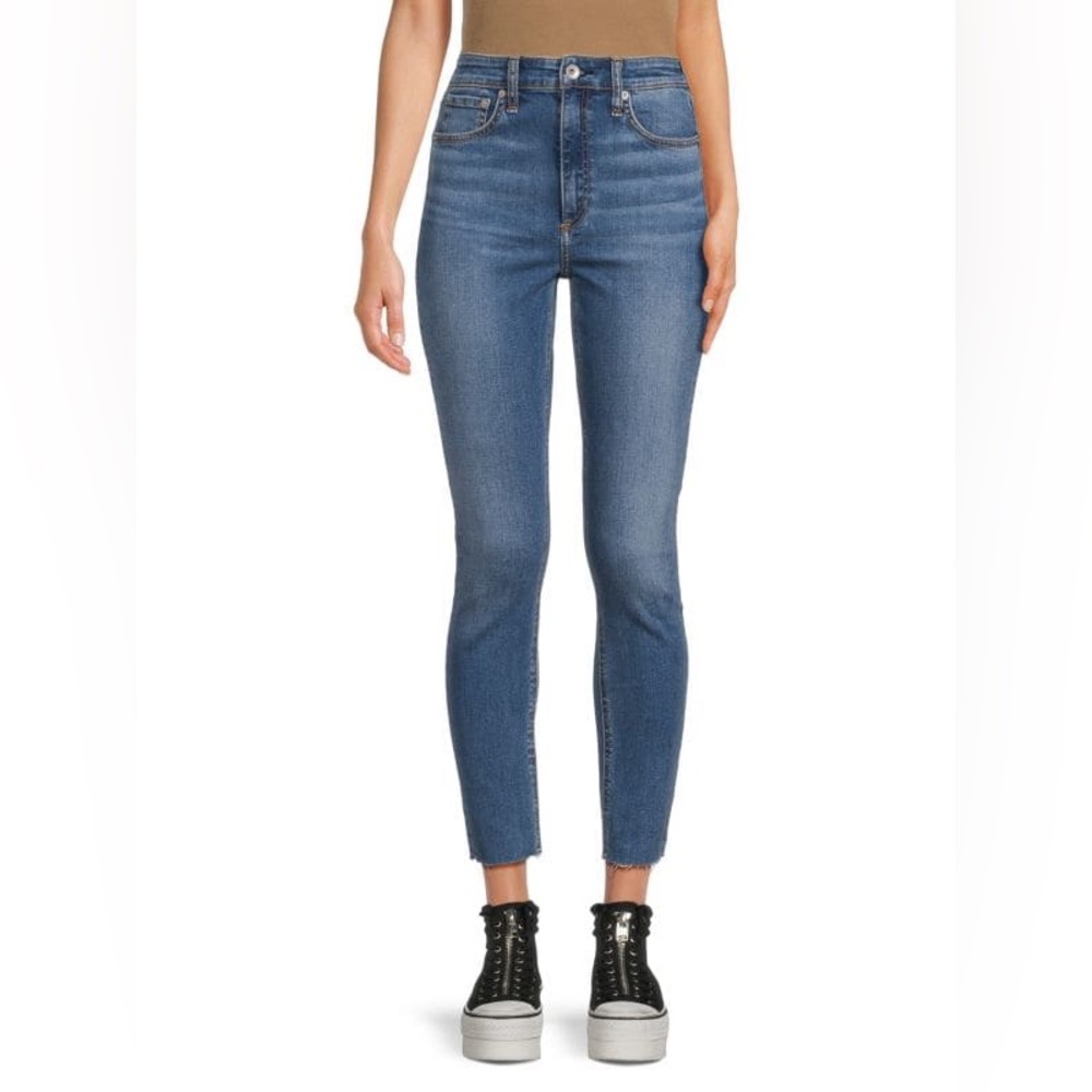 Rag & Bone Nina High Waist Raw Hem Ankle Skinny Jeans Flint size 29